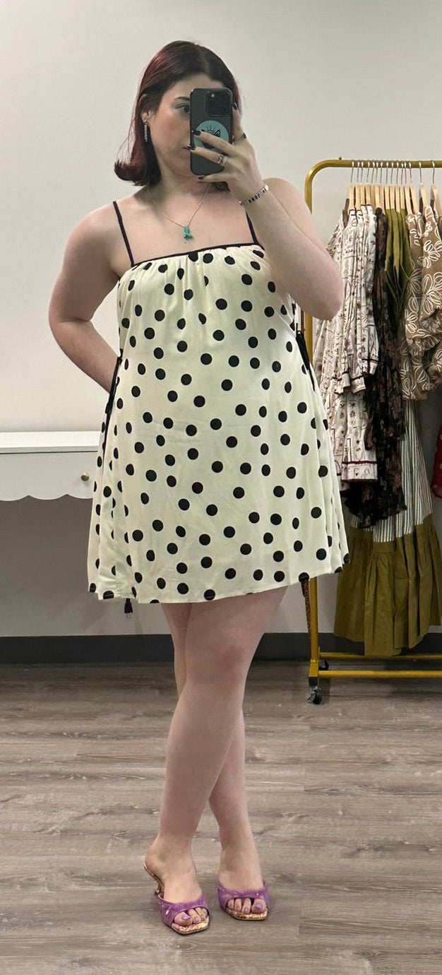 white christmas dresses Cream Polka Dot Mini Dress – Tropik