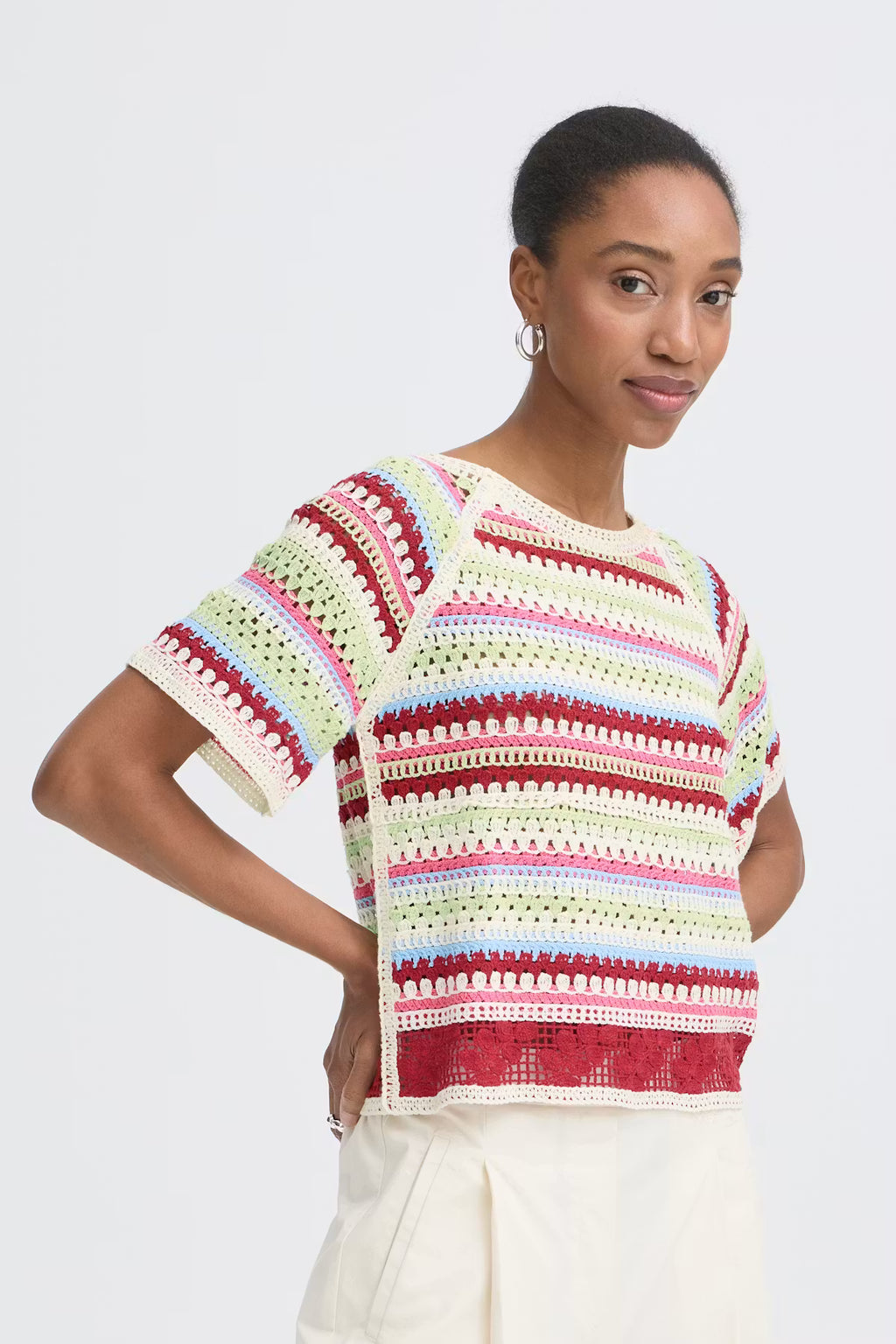 Multicolor Striped Crochet Top