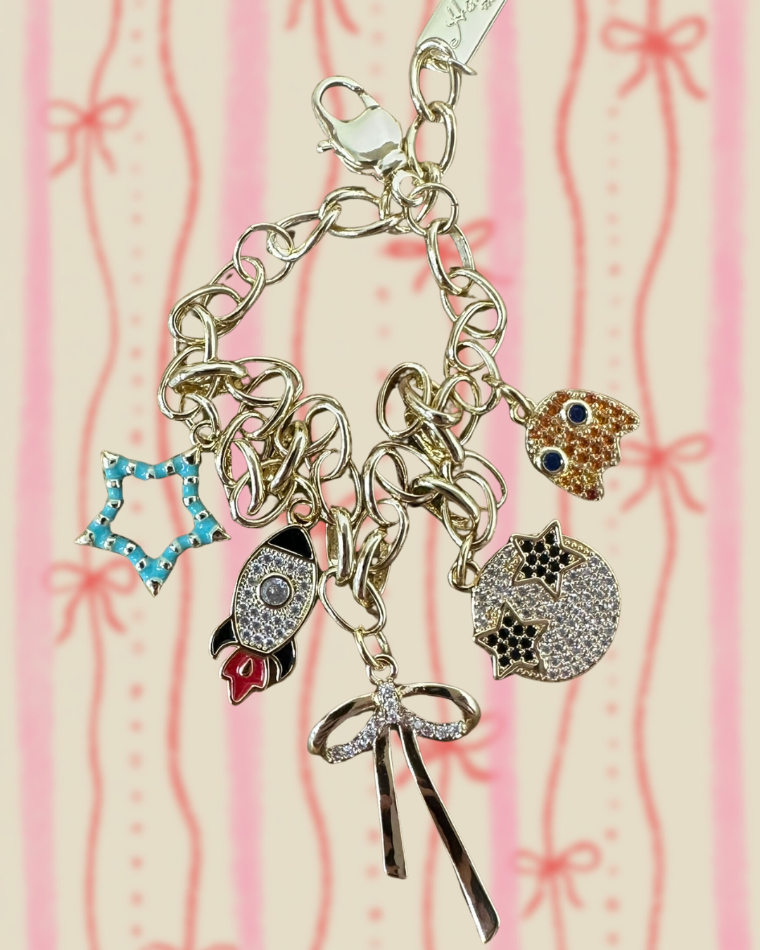 Starry Eyed Gold Plated Charm Bracelet