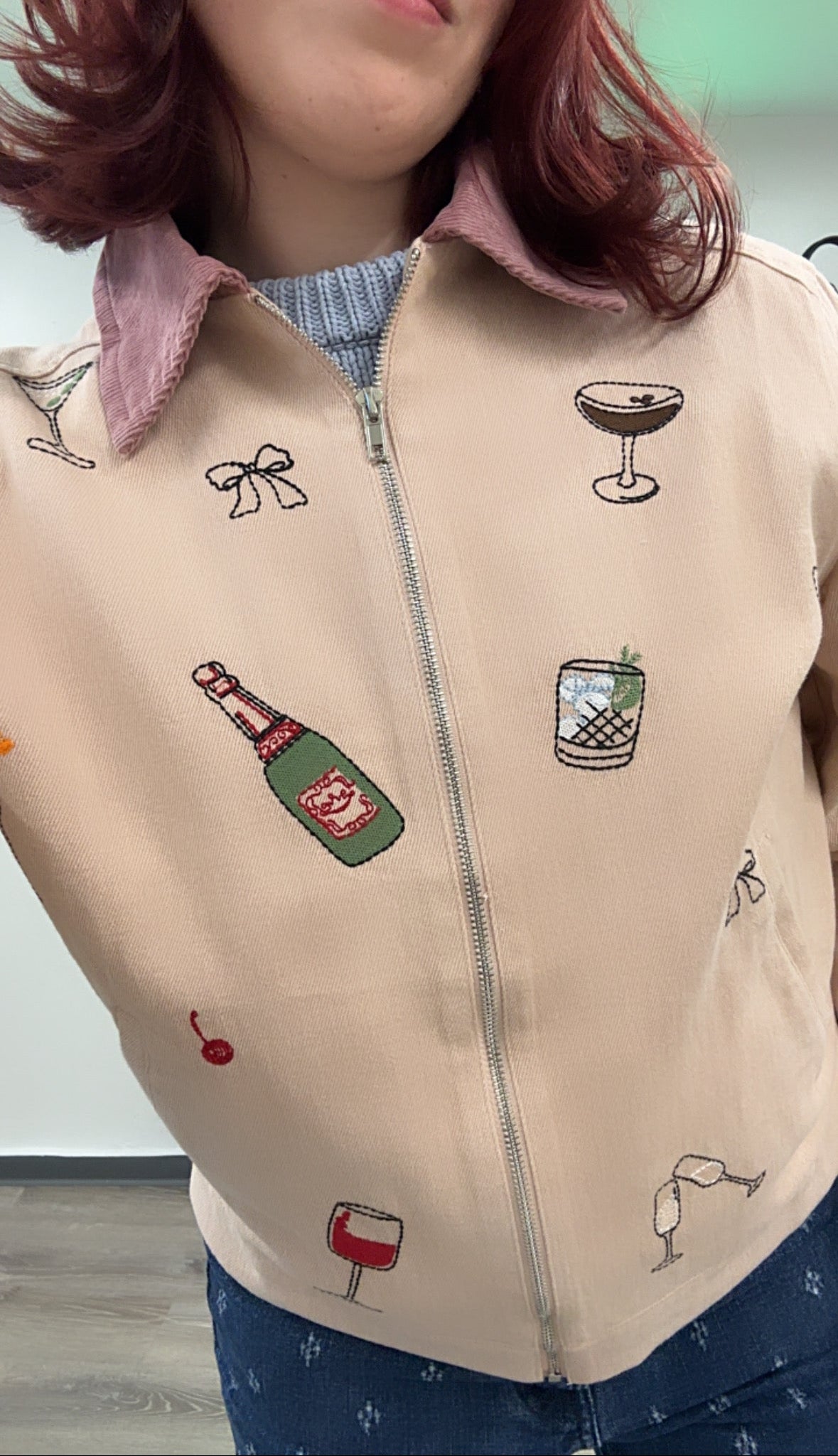 Happy Hour Embroidered Mauve Jacket