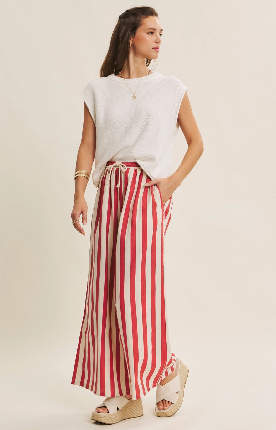Red & Cream Striped Pants