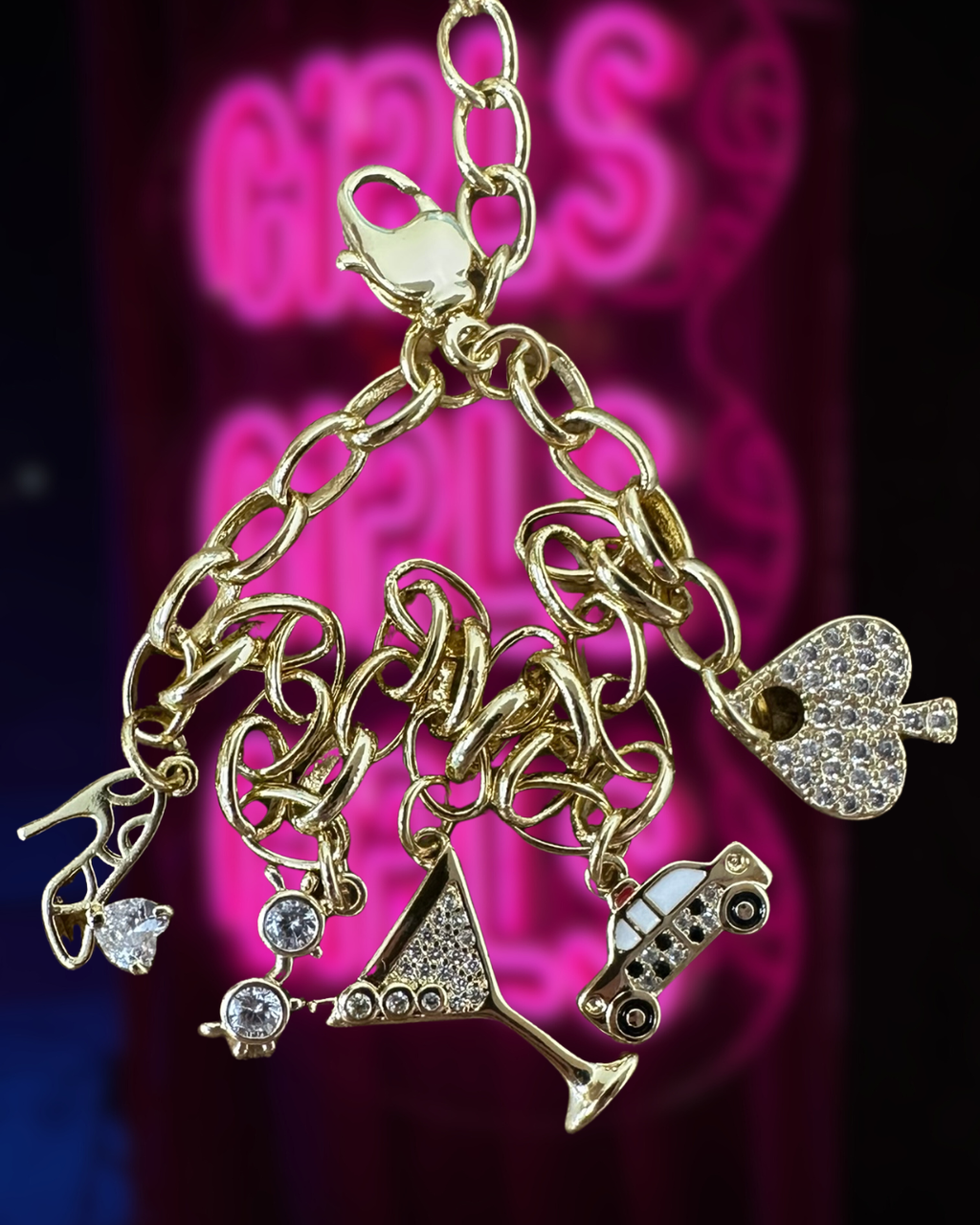 City Girl Vibes Gold Plated Charm Bracelet