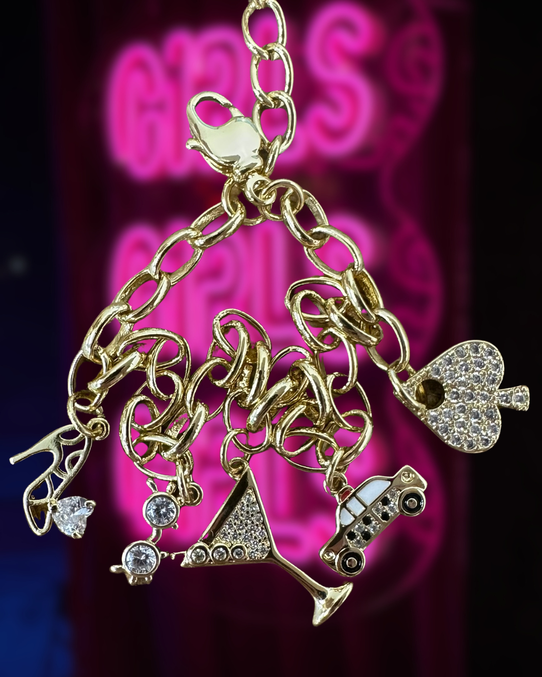 City Girl Vibes Gold Plated Charm Bracelet