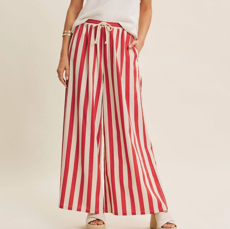 Red & Cream Striped Pants