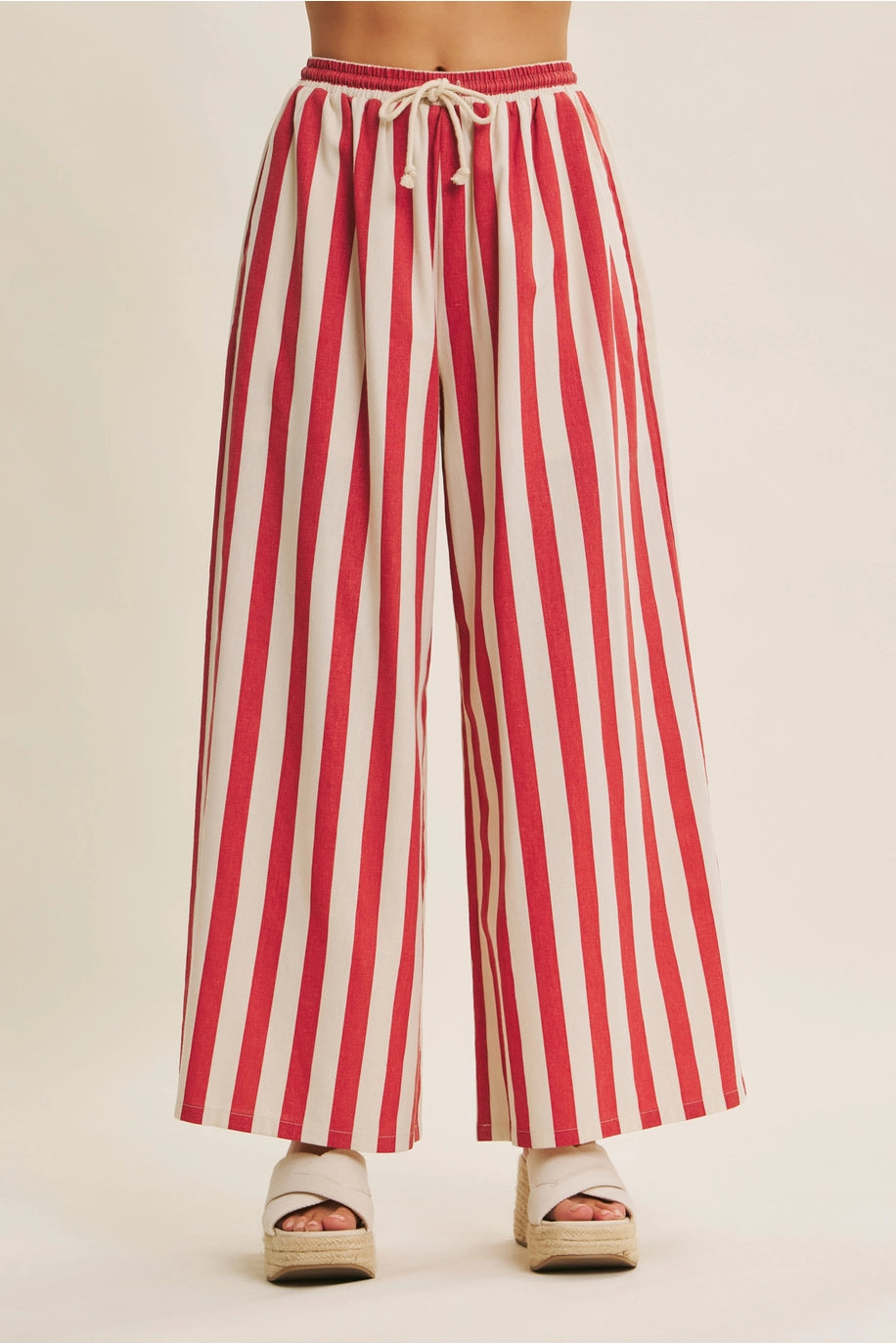 Red & Cream Striped Pants