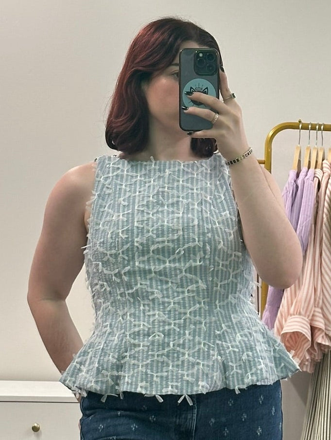 Seafoam Textured Peplum Top