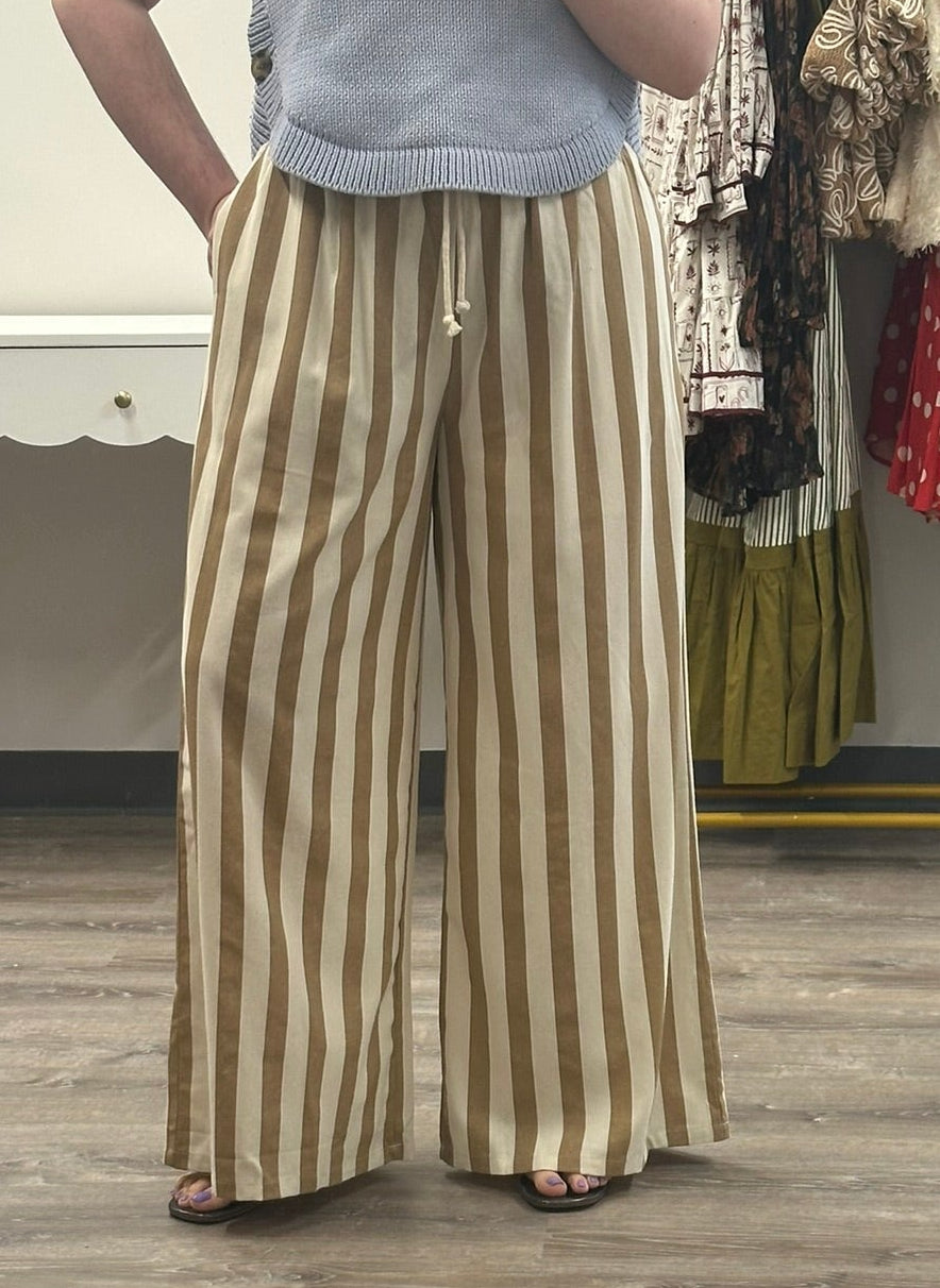 Sand & Cream  Striped Pants