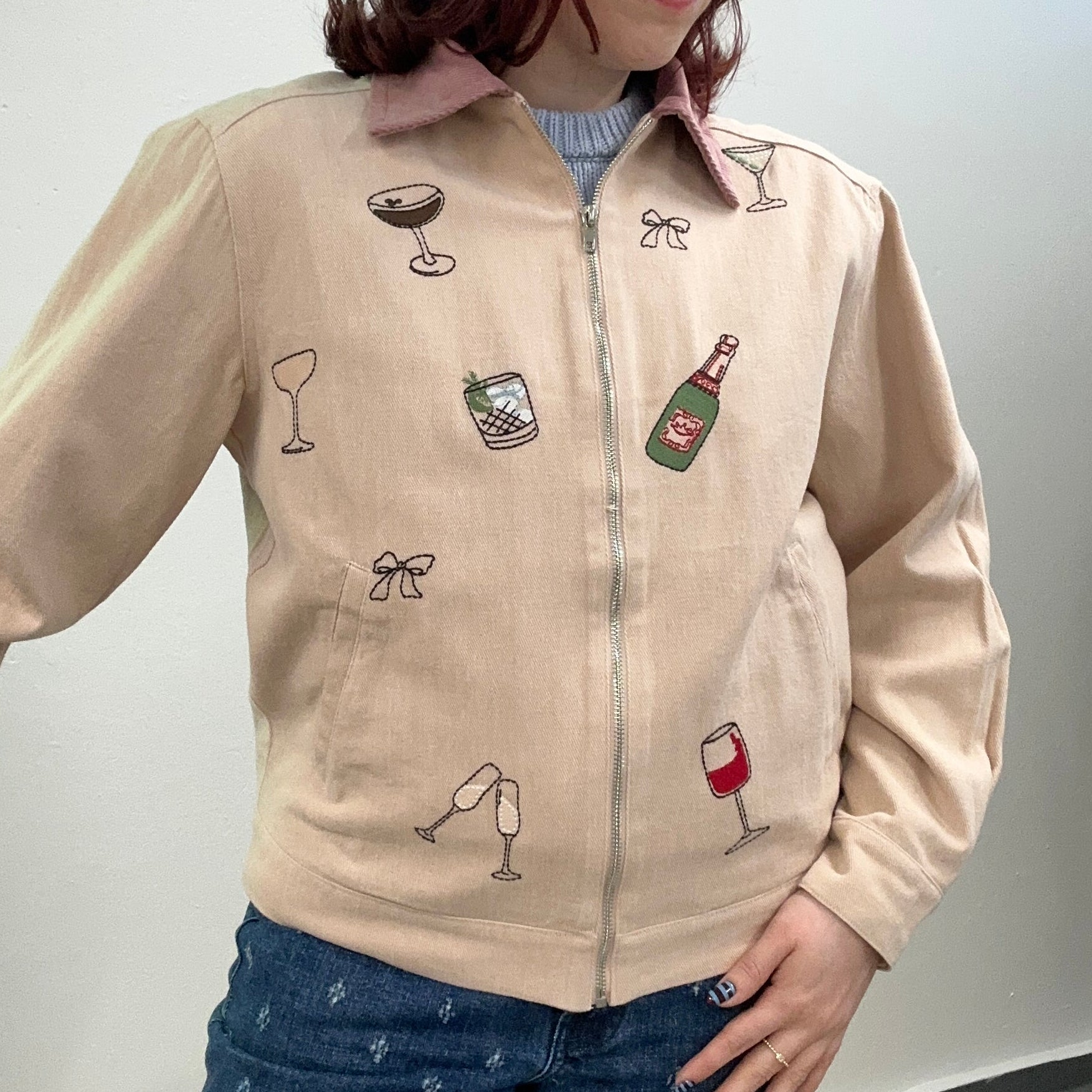 Happy Hour Embroidered Mauve Jacket