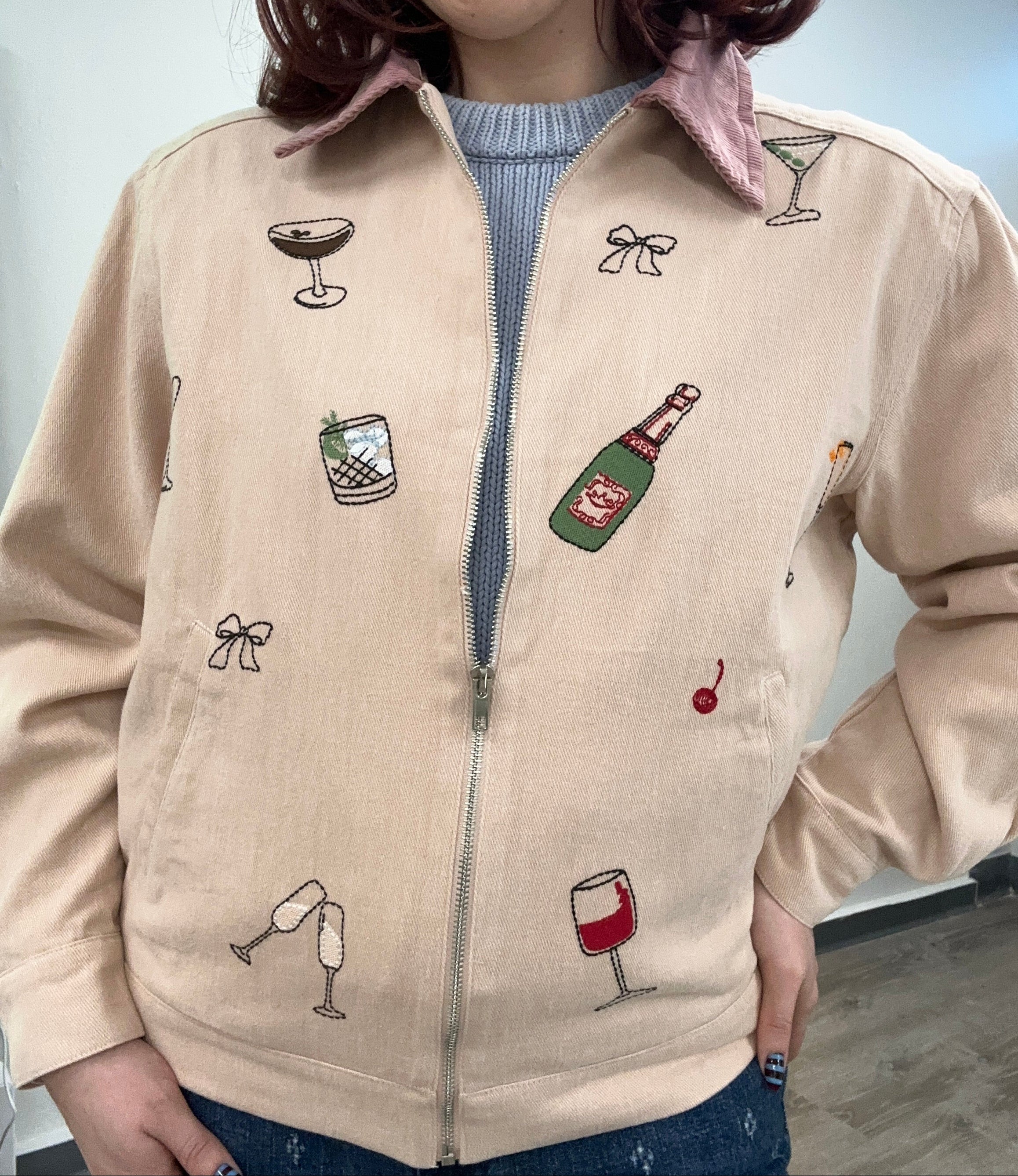 Happy Hour Embroidered Mauve Jacket