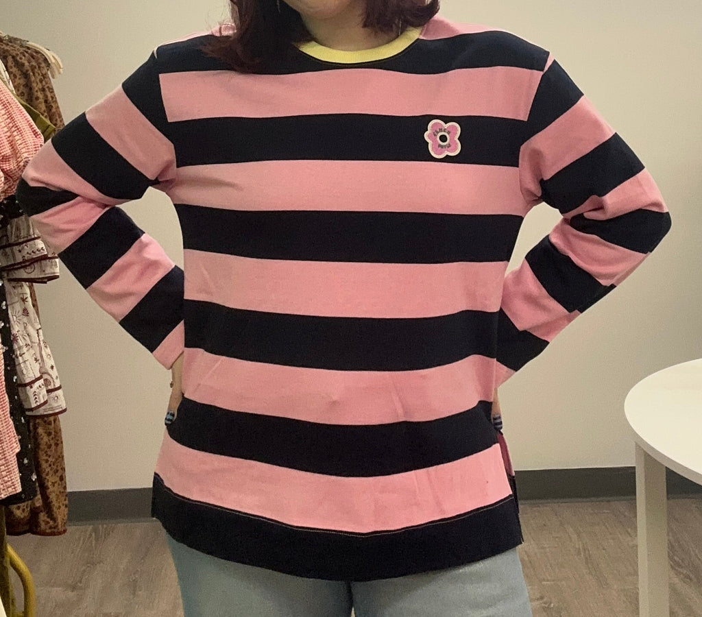 Pink & Navy Striped Sweater