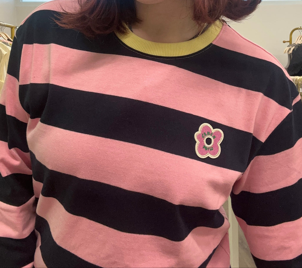 Pink & Navy Striped Sweater