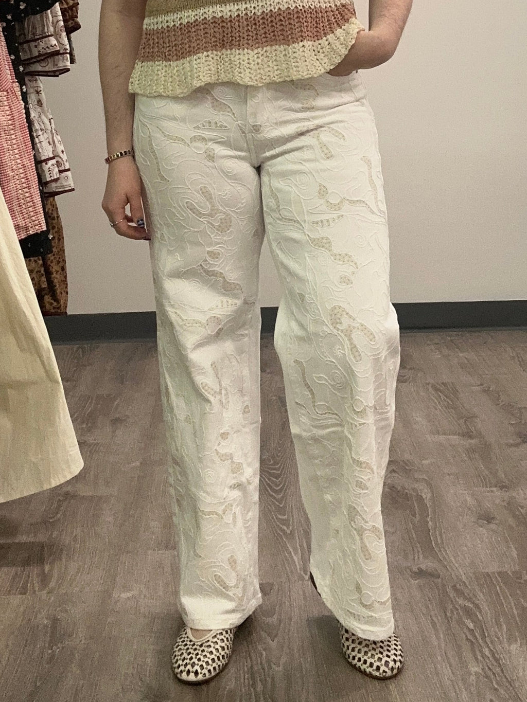 The Embroidered White Jean