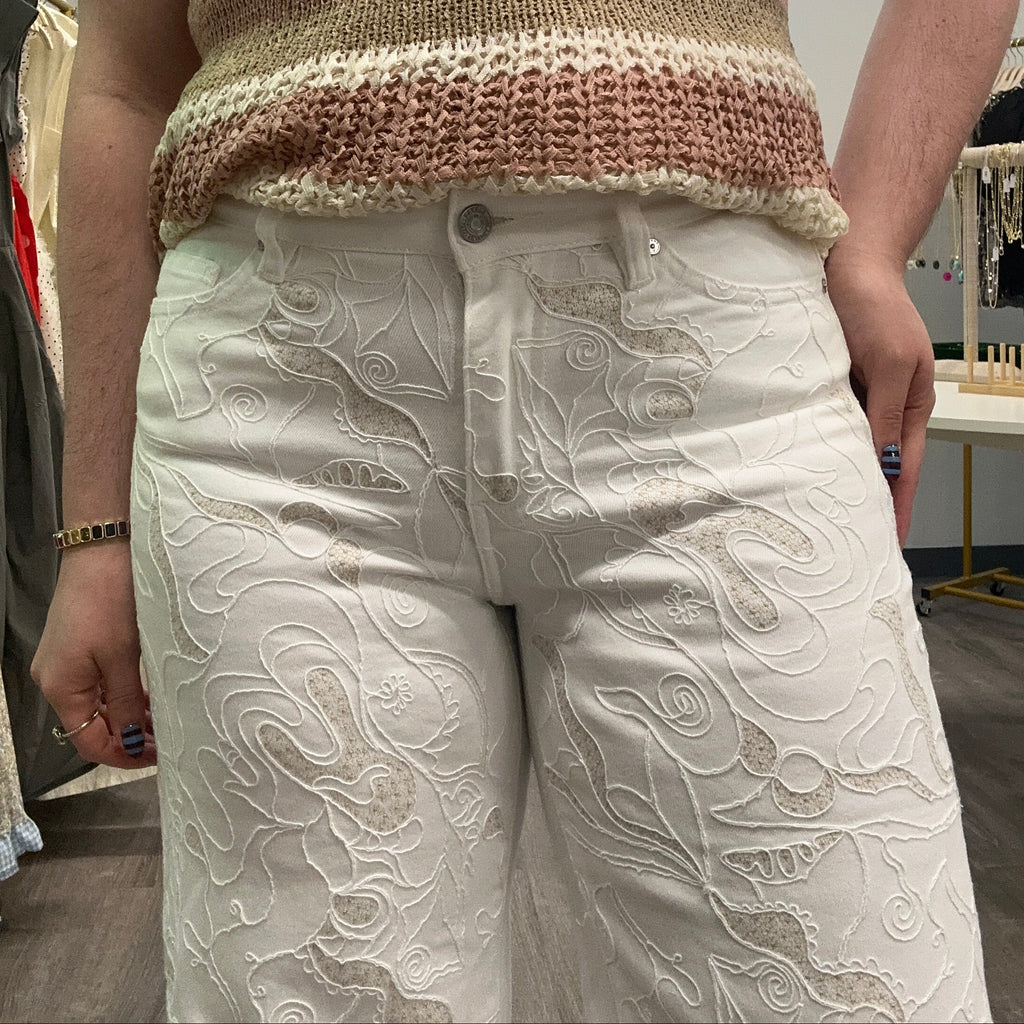 The Embroidered White Jean