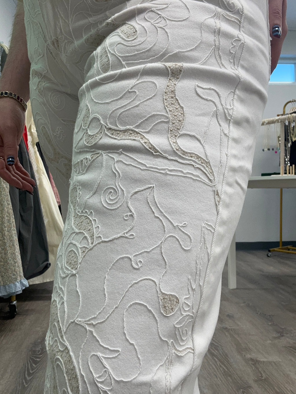 The Embroidered White Jean