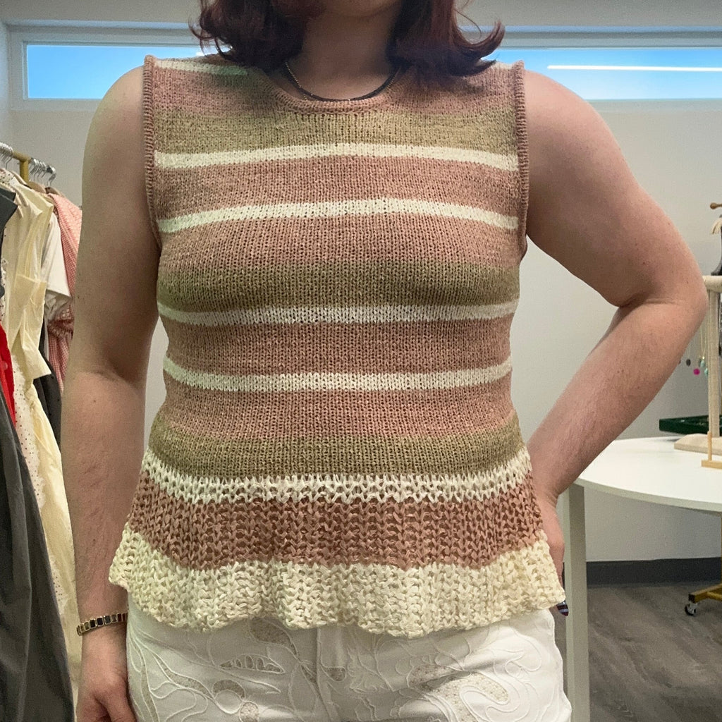 Sand & Pink Knitted Tank Tee