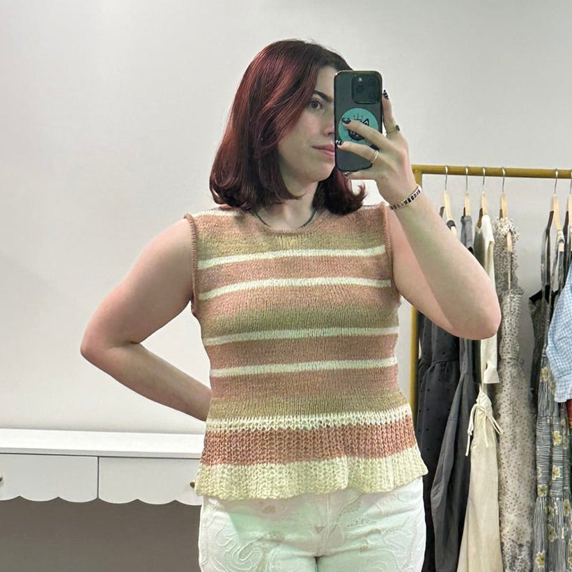 Sand & Pink Knitted Tank Tee