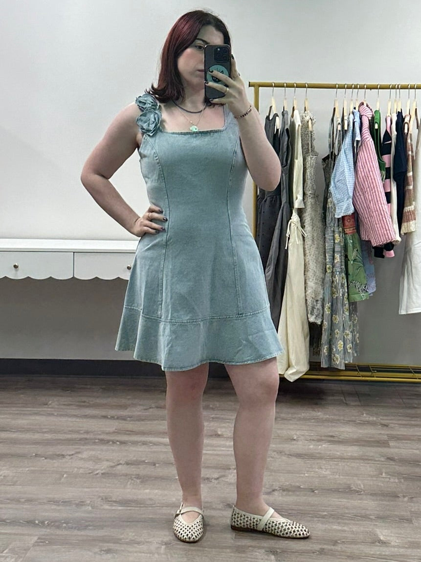 The Rosette Denim Dress