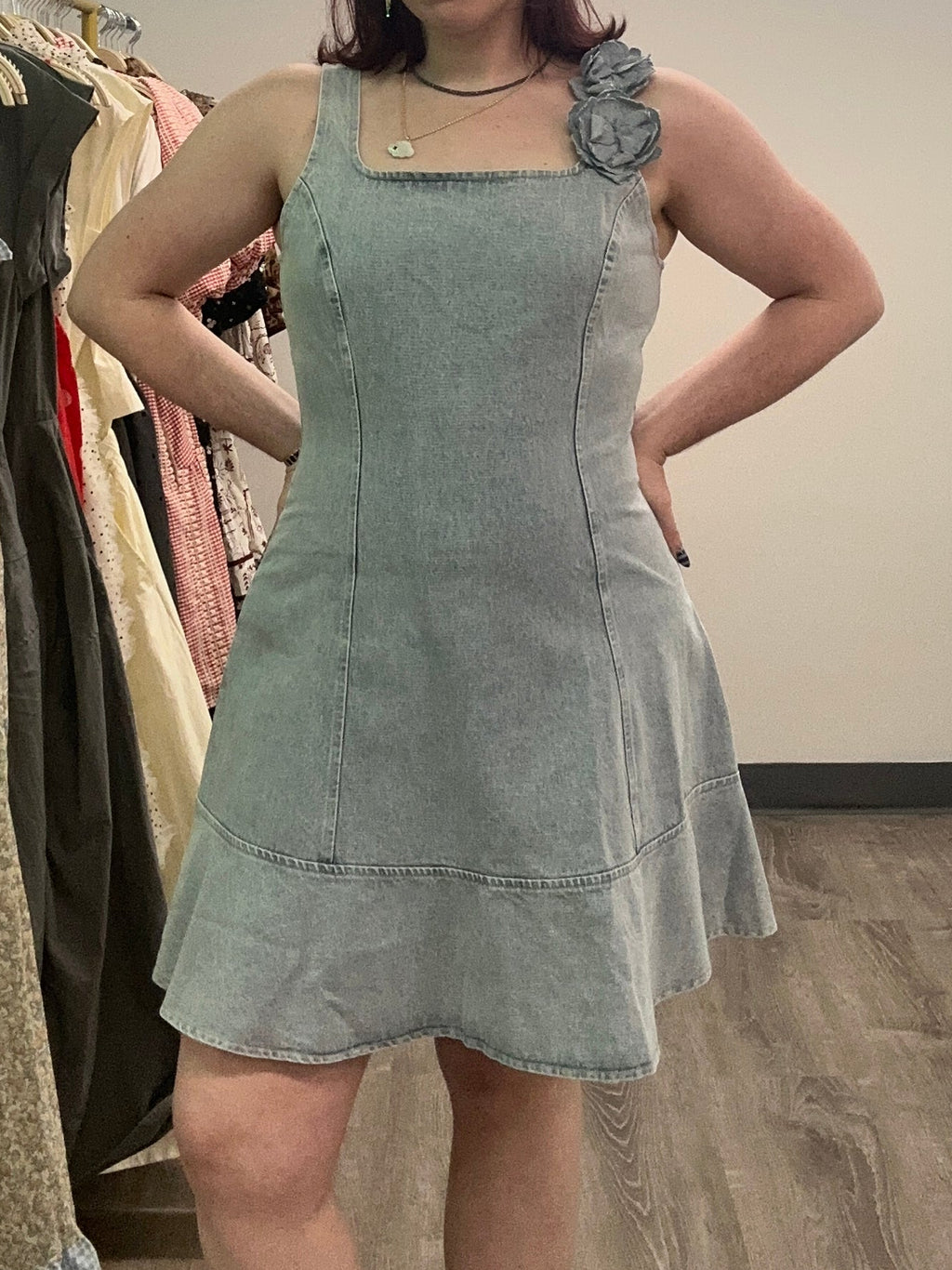 The Rosette Denim Dress