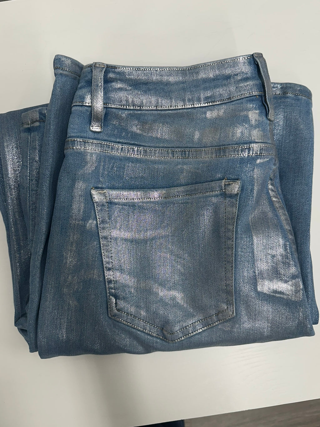 Silver High Rise Wide Leg Jeans