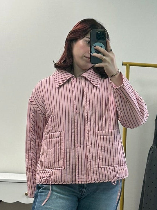 Pink Multi Striped Quilted Jacket