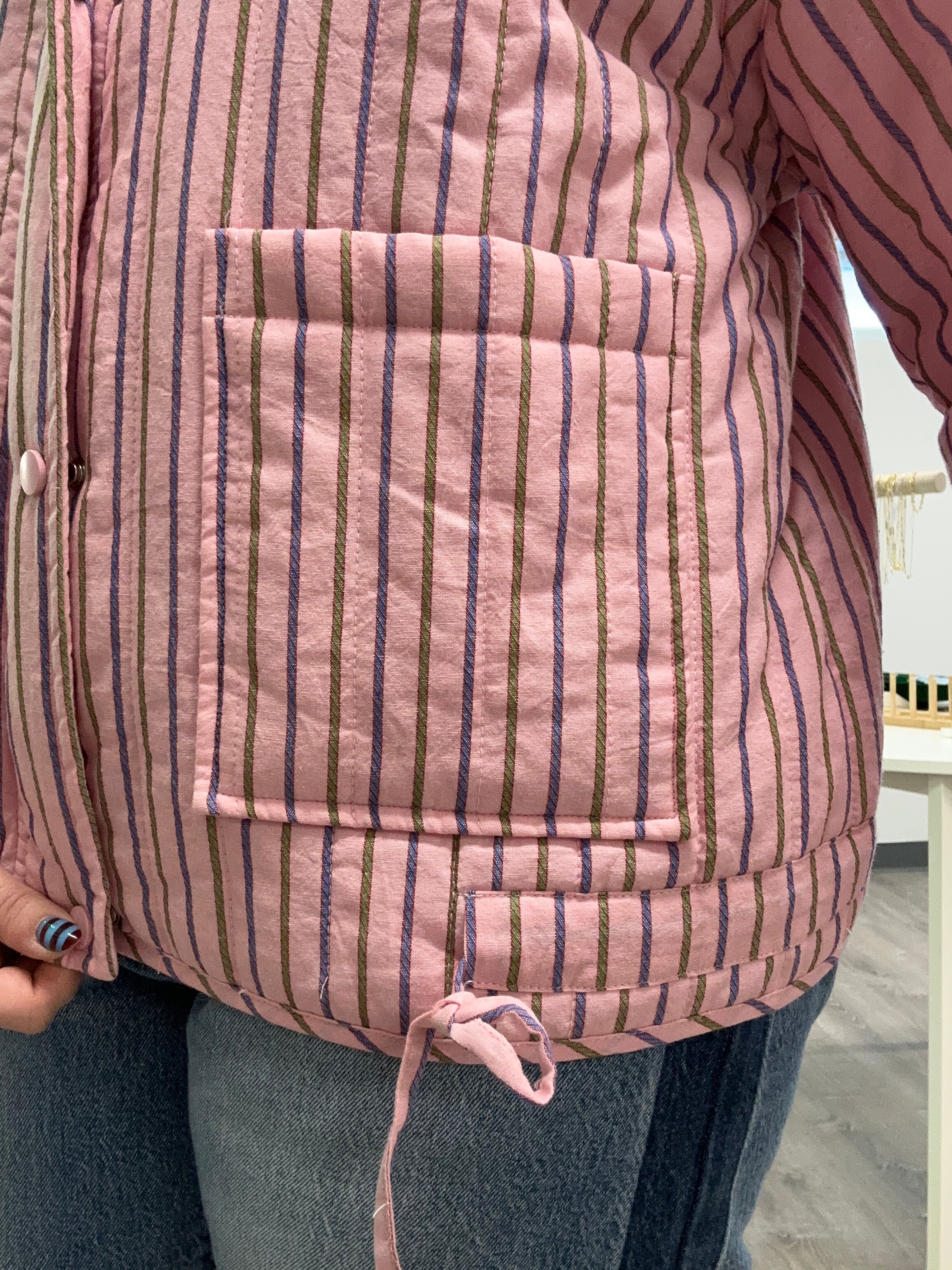 Pink Multi Striped Quilted Jacket