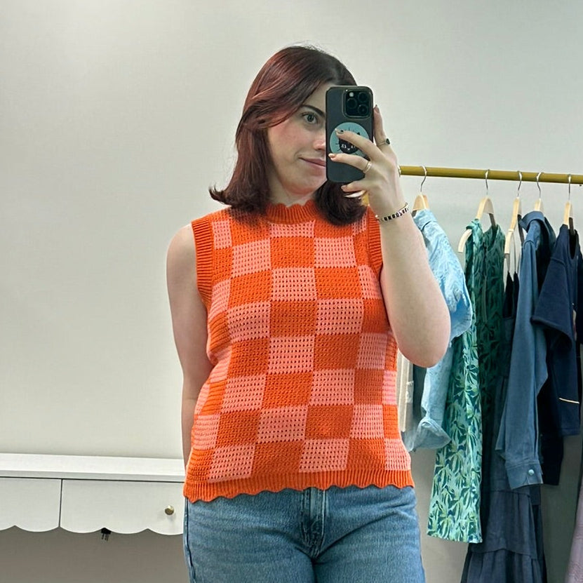 Checker Knit Top