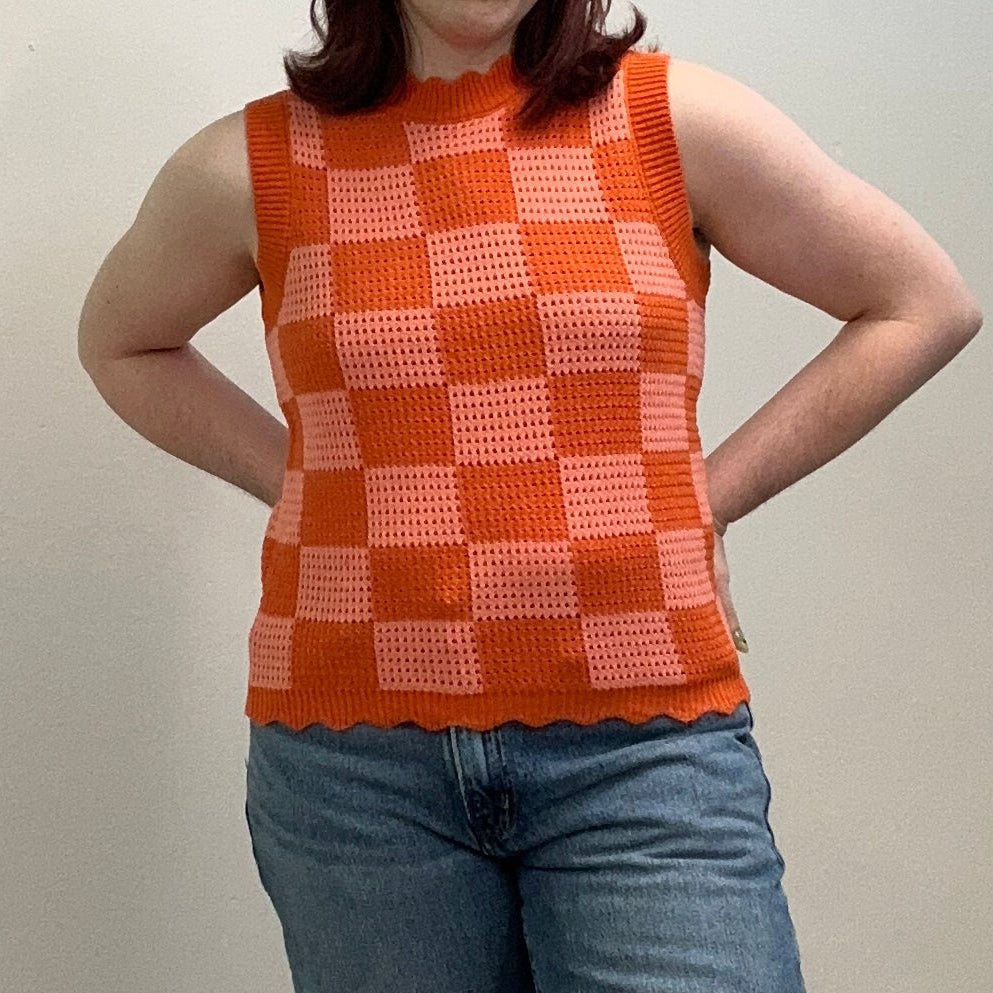 Checker Knit Top