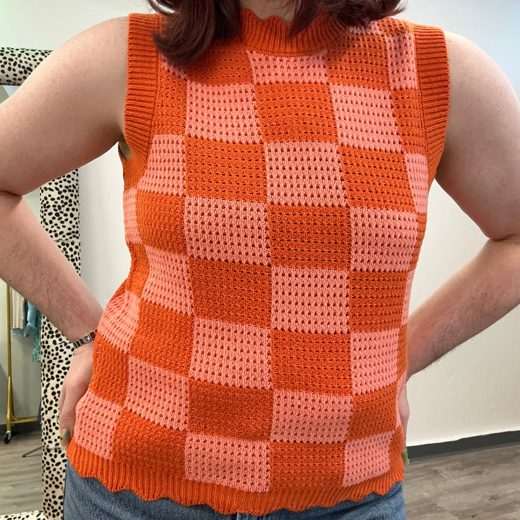 Checker Knit Top