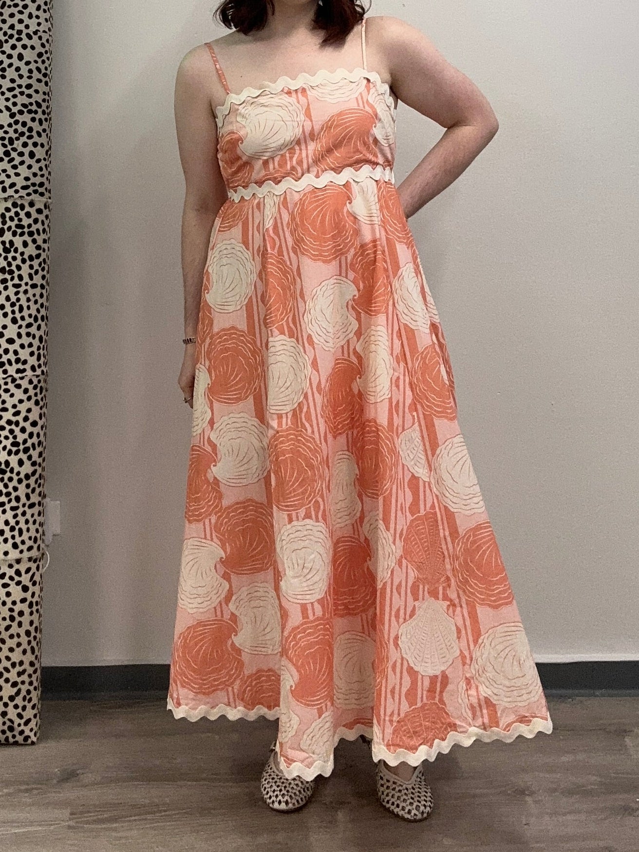 Coral Shell Midi Dress