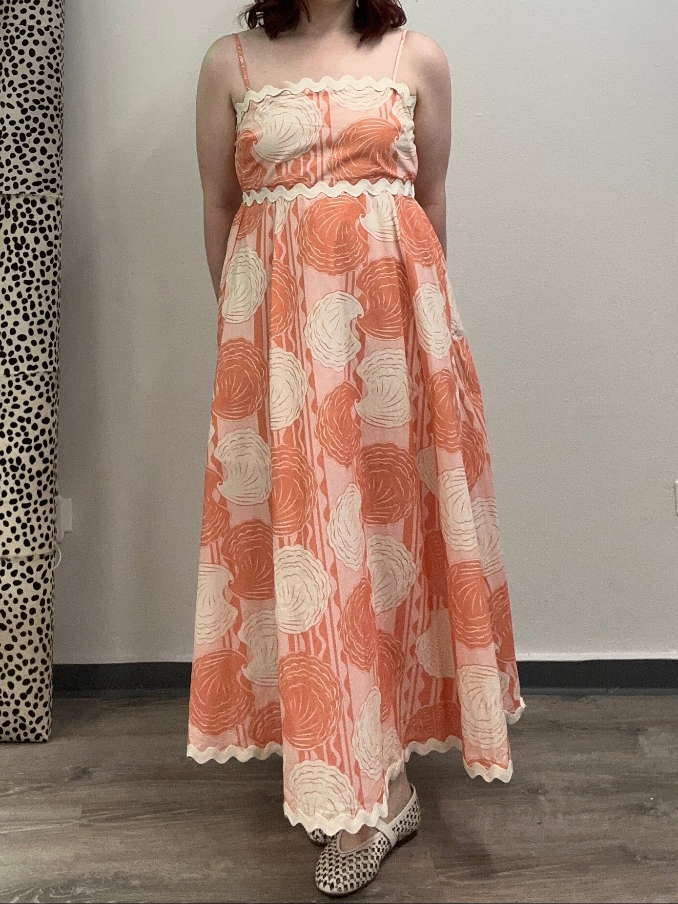 Coral Shell Midi Dress