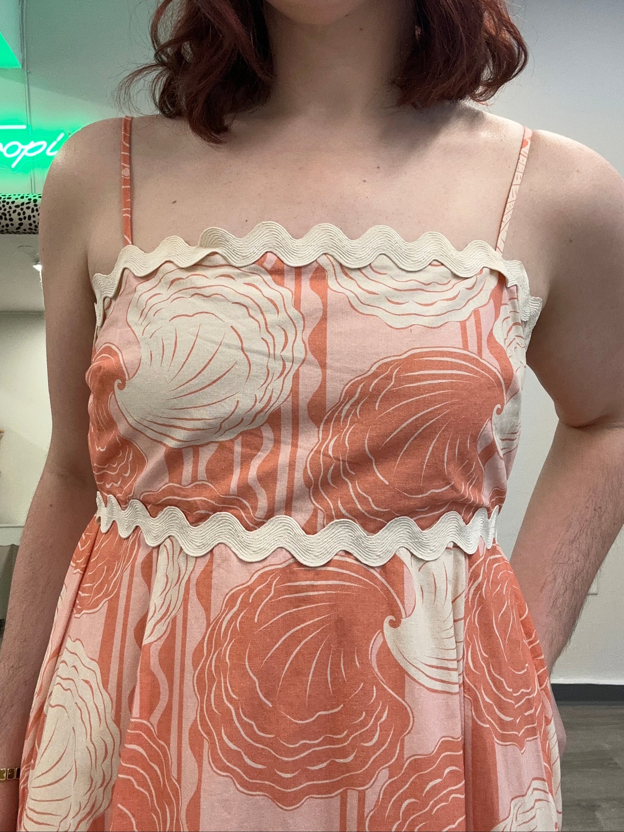 Coral Shell Midi Dress