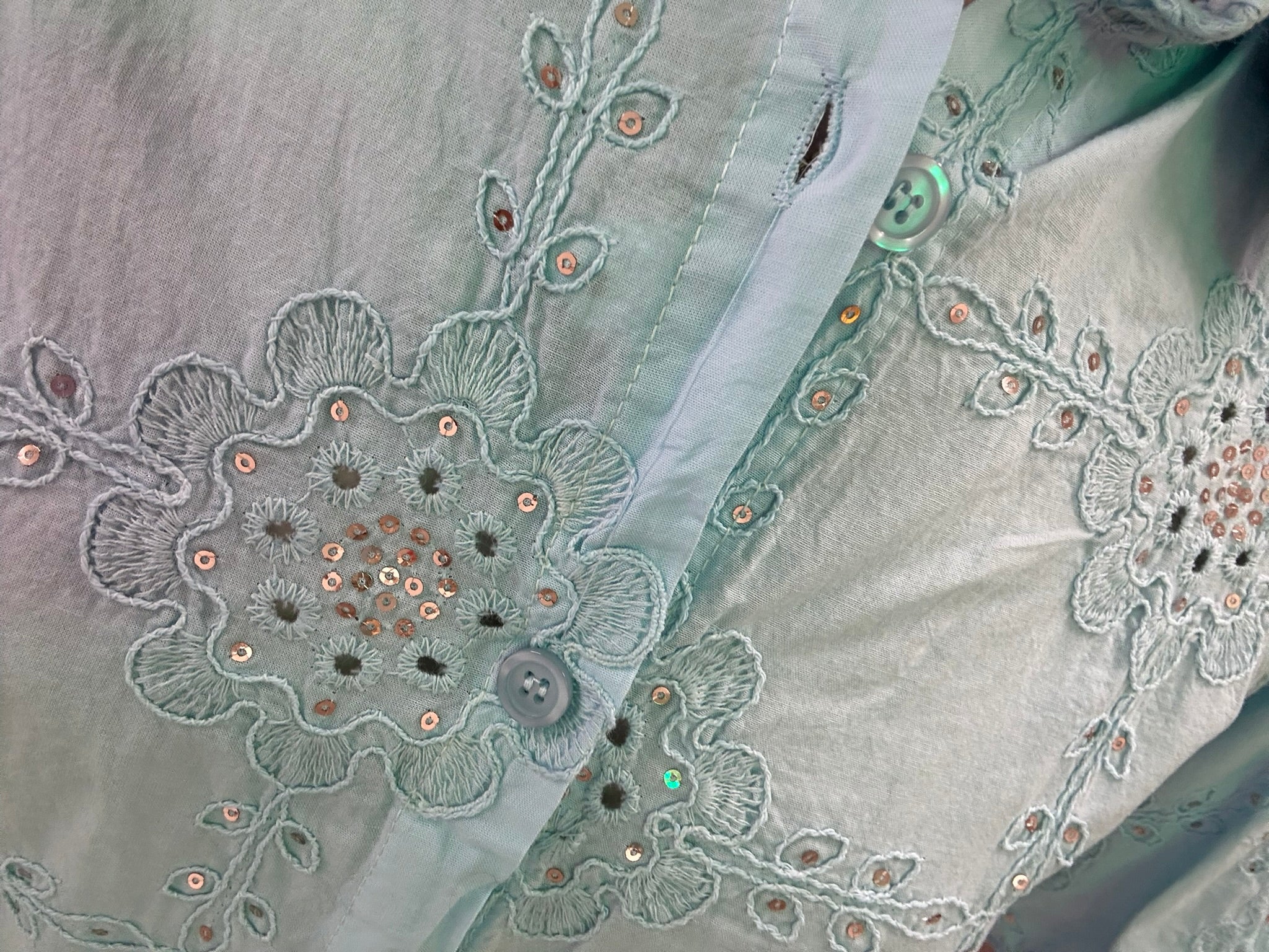 Sky Blue Embroidered Top
