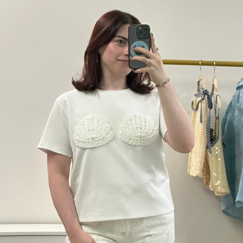 Pearl Seashell Embellished Tee