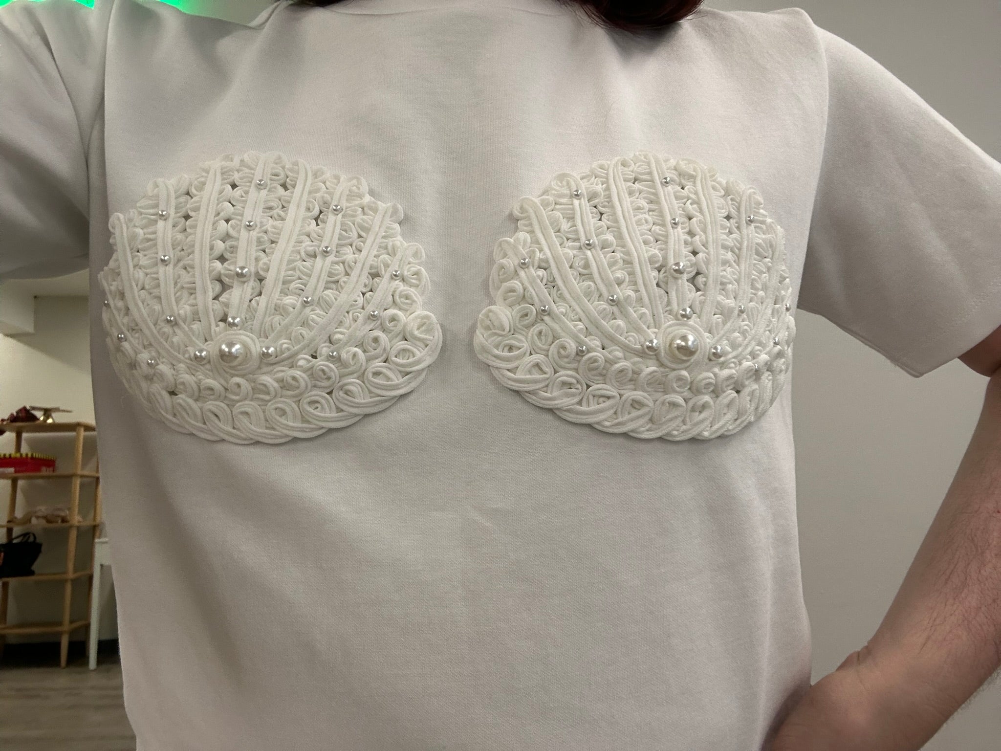 Pearl Seashell Embellished Tee