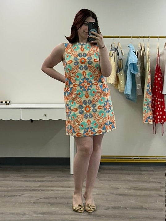 Butter Yellow Embroidered Shift Dress