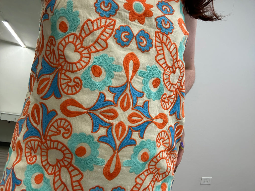 Butter Yellow Embroidered Shift Dress