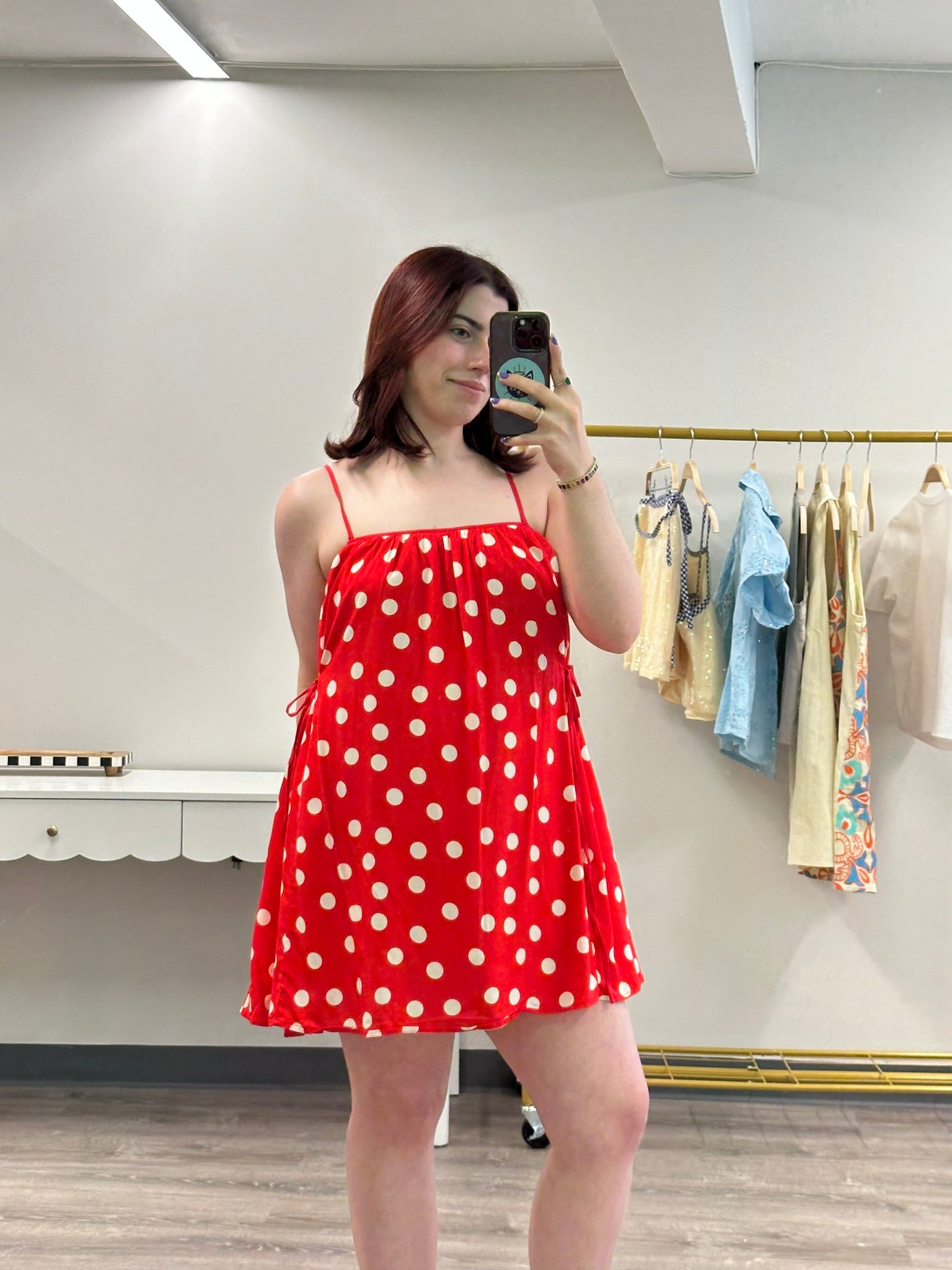 Cherry Red Polka Dot Mini Dress