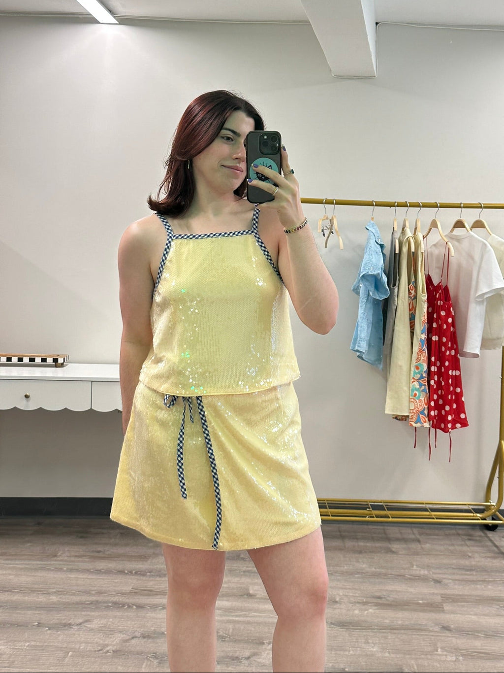 Butter Yellow Sequin Skirt Set