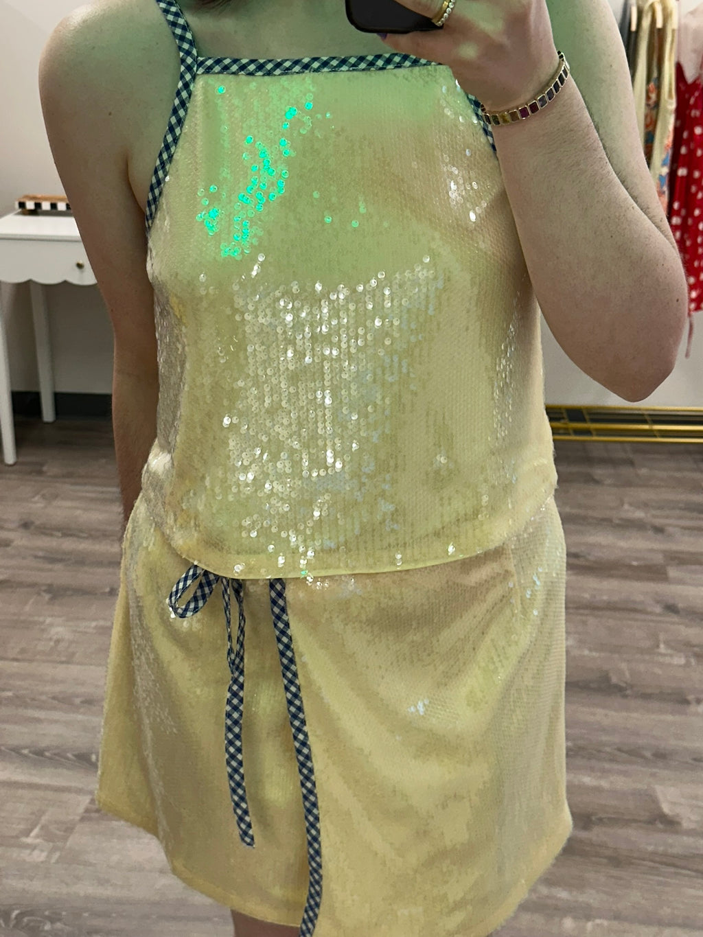 Butter Yellow Sequin Skirt Set