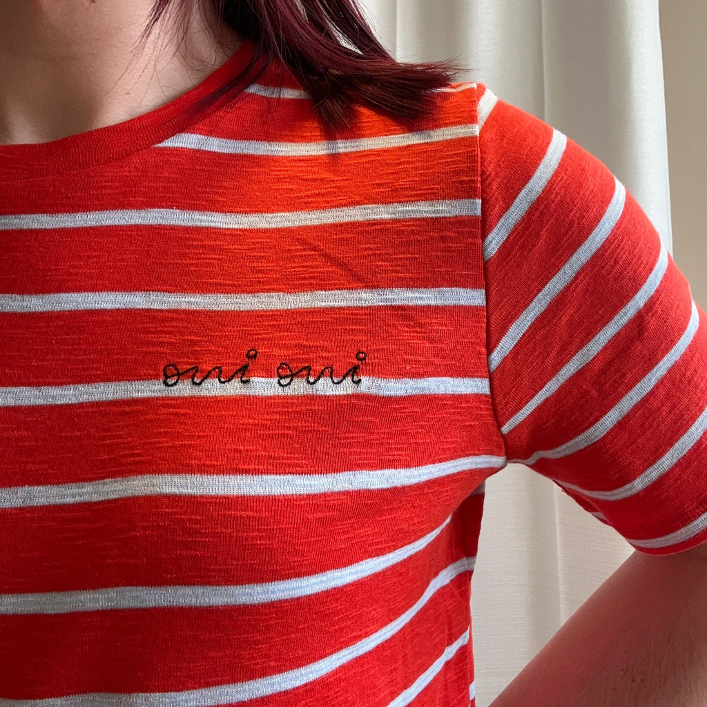 Red Striped Oui Oui Tee