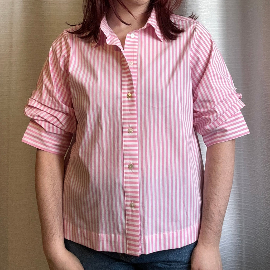 Pink & White Striped Button-Up
