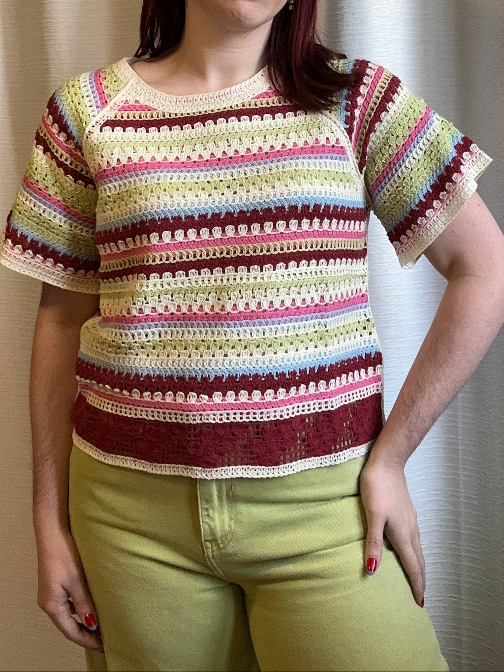 Multicolor Striped Crochet Top