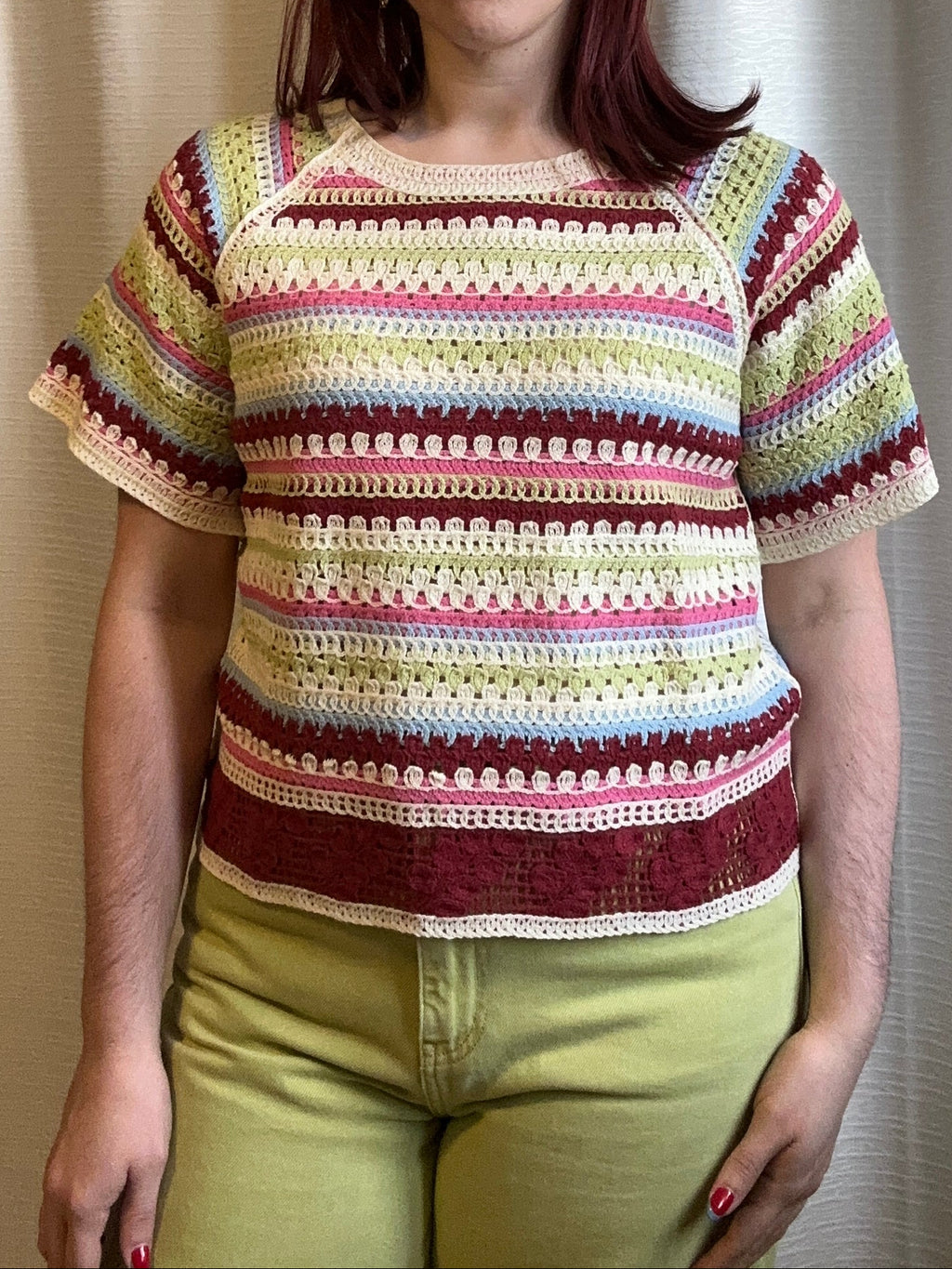 Multicolor Striped Crochet Top