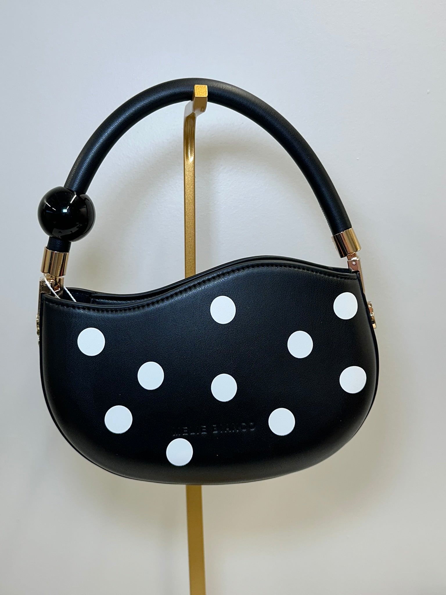 Melie Bianco Black Polka Dot Mini Bag
