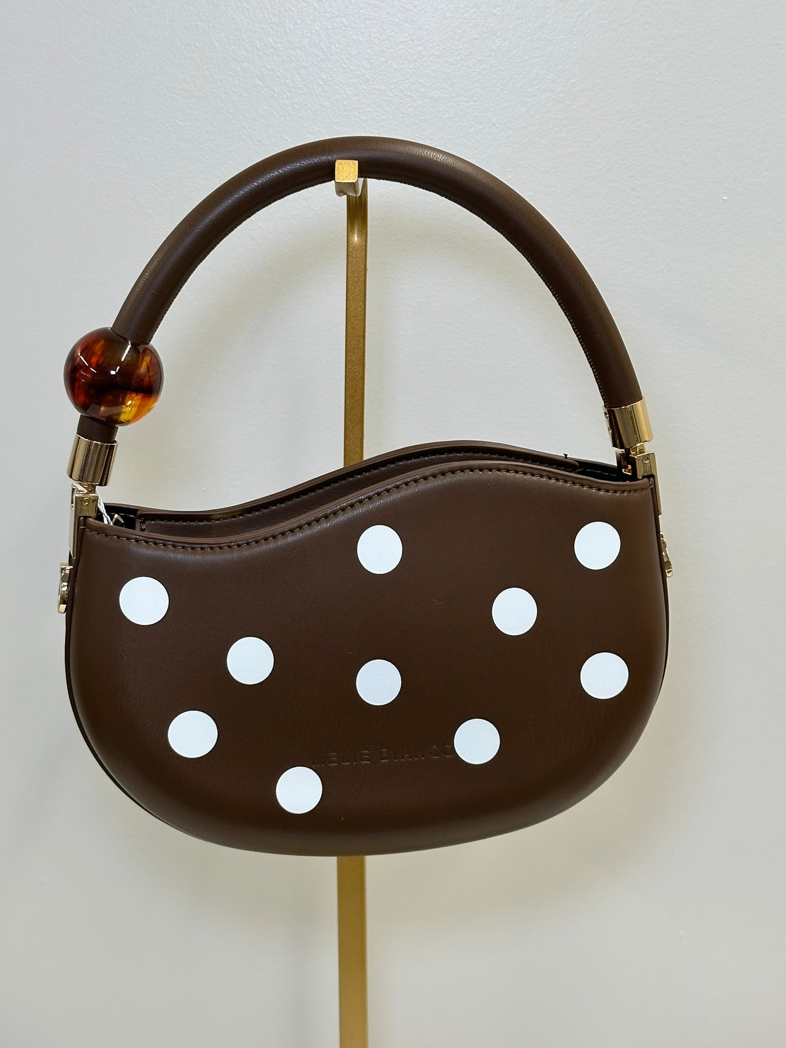 Melie Bianco Brown Polka Dot Mini Bag