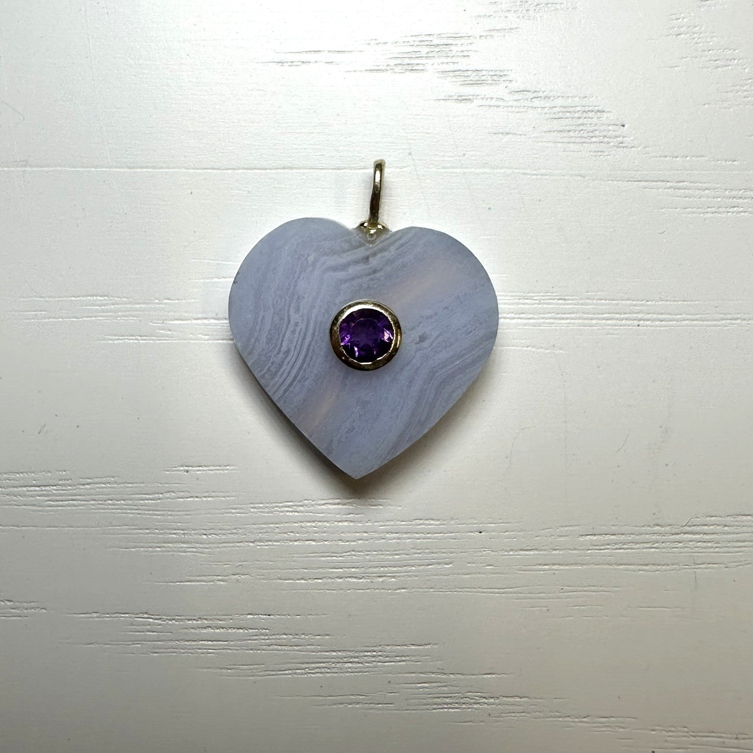 Blue Lace Agate Heart Charm
