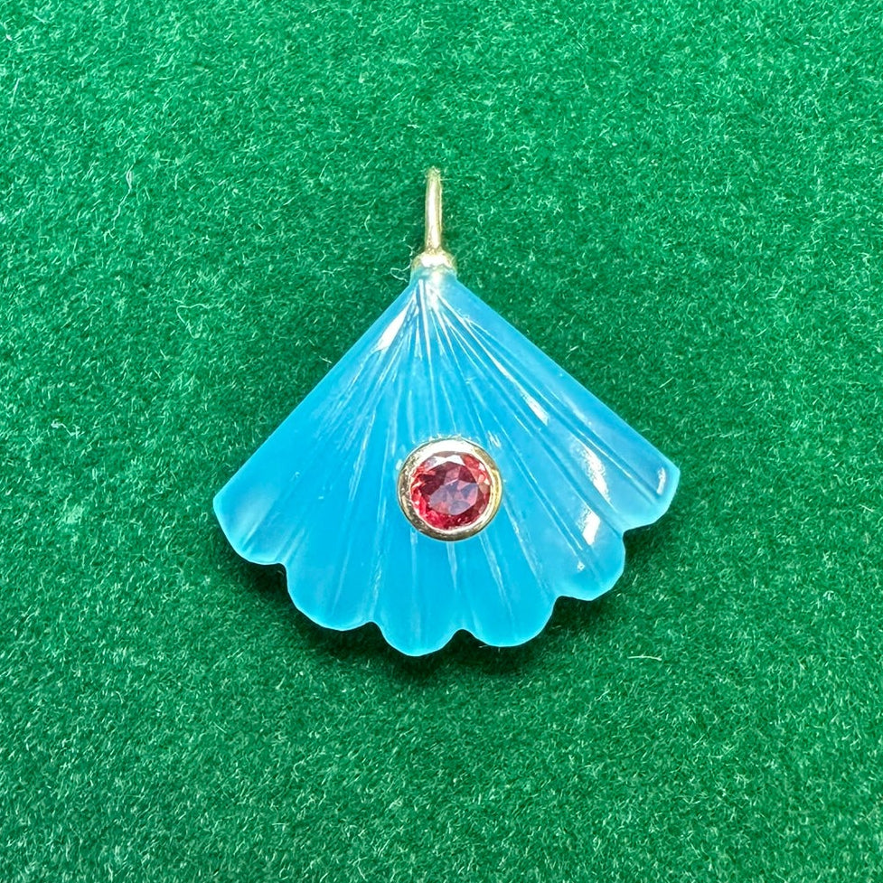 Blue Chalcedony Seashell Charm