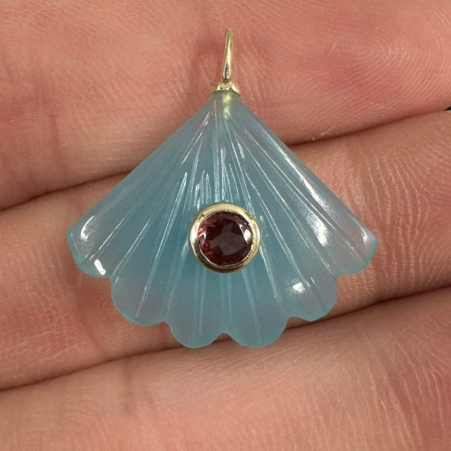 Blue Chalcedony Seashell Charm