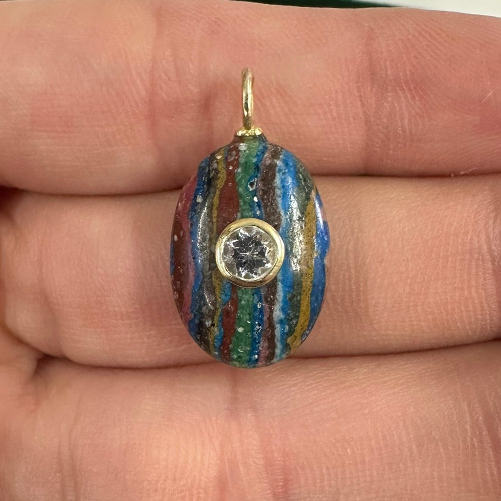 Rainbow Calsilica Oval Charm