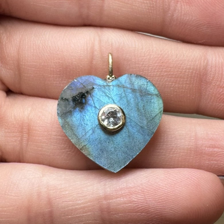 Labradorite Heart Charm